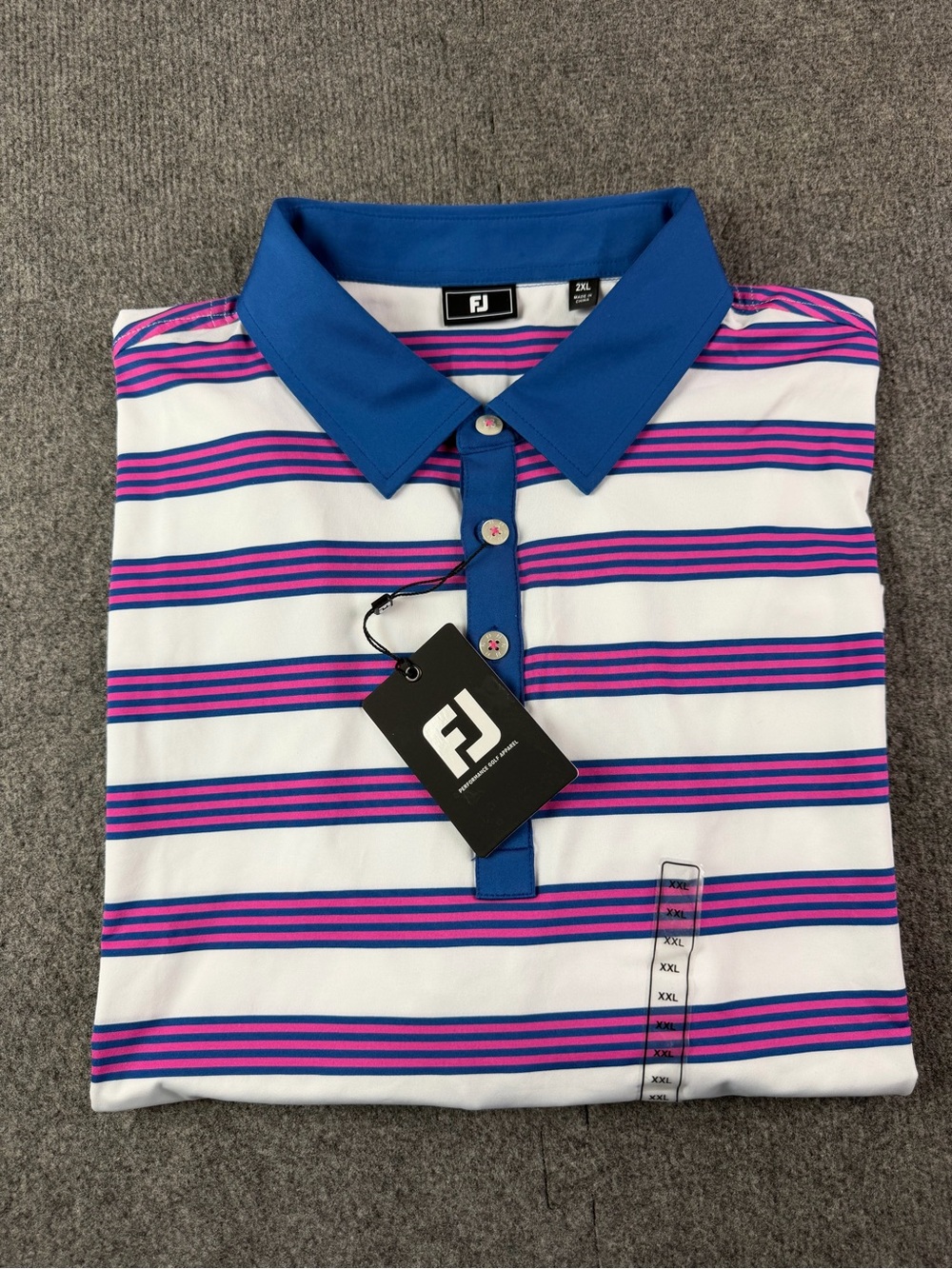 FJ Fort Joy Mens Striped Short Sleeve Golf Polo Shirt Size XXL NWT Multicolor